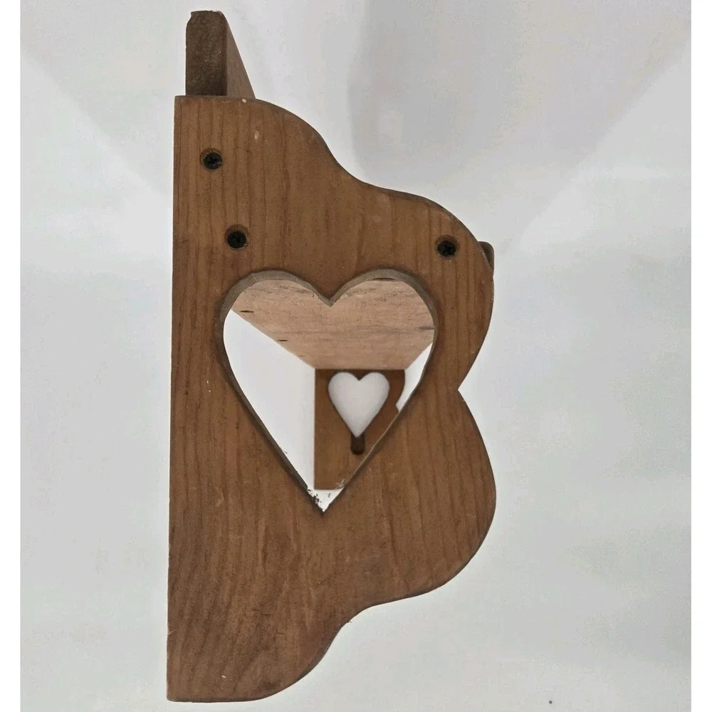 Vintage Wood Wall Shelf Heart Cutout Rustic Country Farmhouse 31